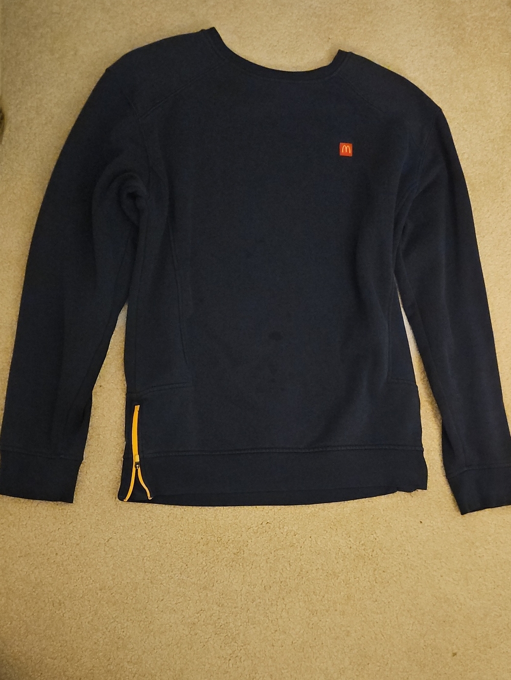 McDonald's Navy Crewneck Sweater with Orange Zip and Logo